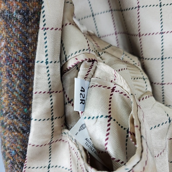 VIntage Tommy Hilfiger Blazer Mens 42R Brown Plaid Tweed Wool 3‎ Button Heritage - Picture 3 of 9